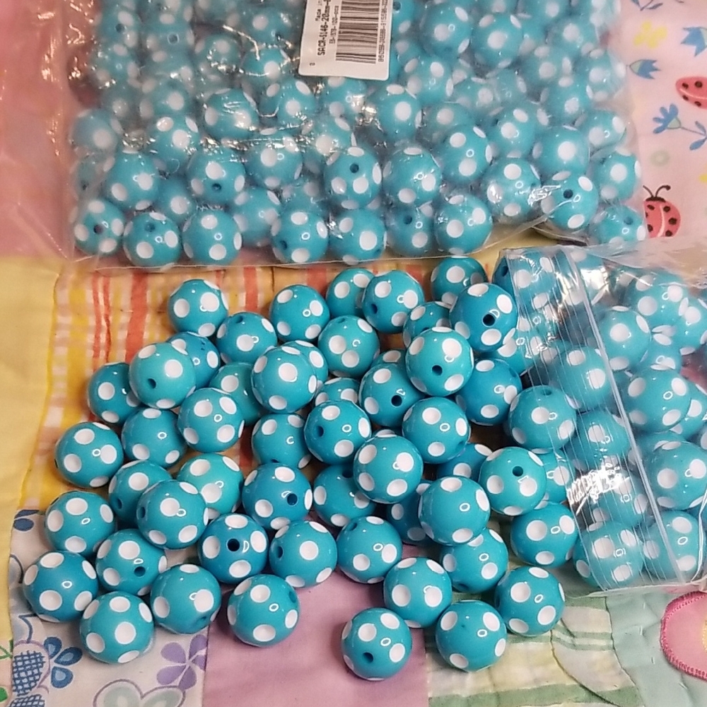 Blue Polka Dot Beads 20mm Chunky beads Bubblegum Beads Full Bag 500g